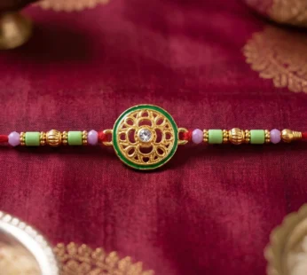 Rakhi – Beautiful Designer Golden Floral Wheel for Raksha Bandhan