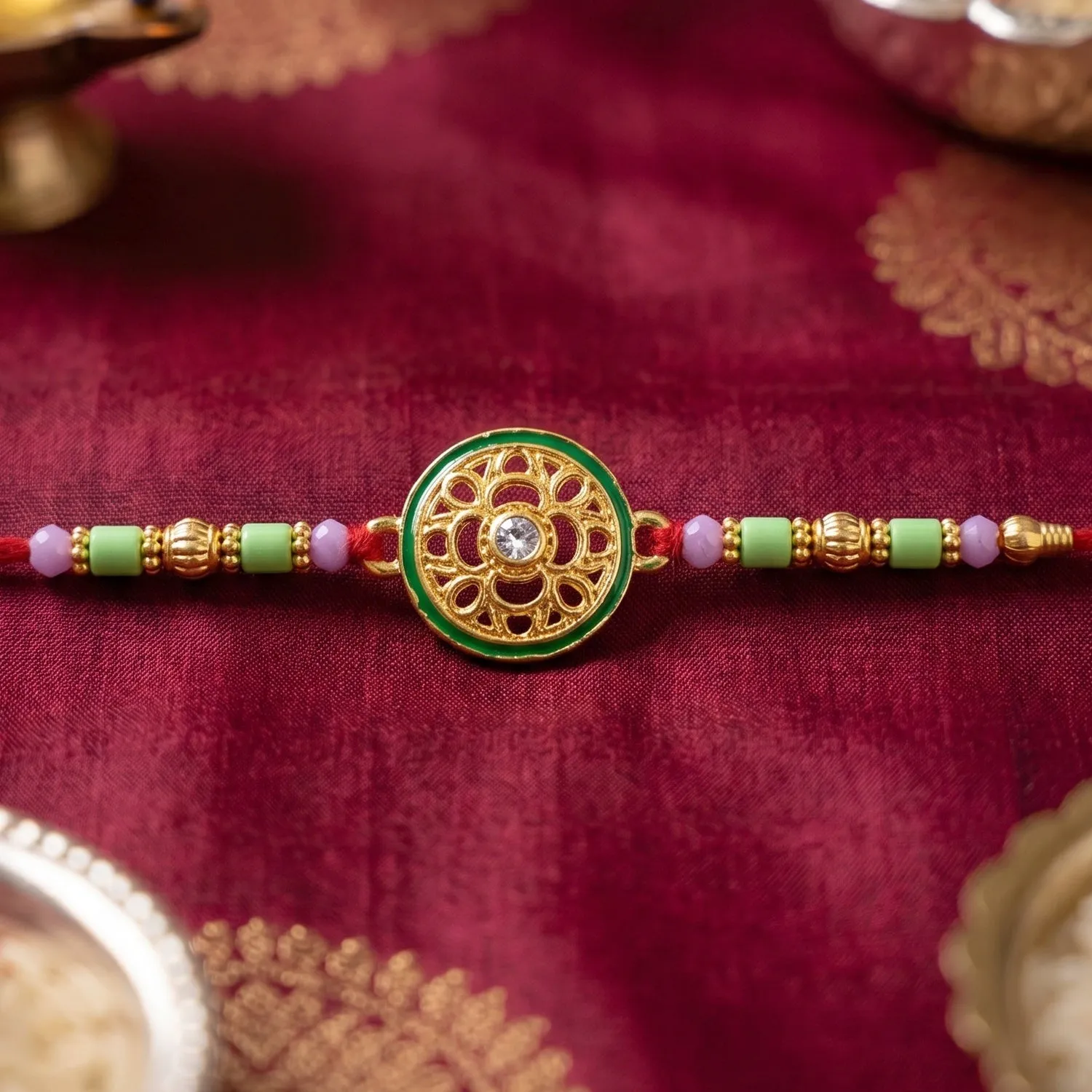 Premium Rakhi – Beautiful Designer Golden Floral Wheel for Raksha Bandhan - Buy Online at Alikart
