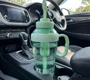 Water Bottle with Straw and Handle Portable Ice Tumbler Sipper Cup for Car Travel