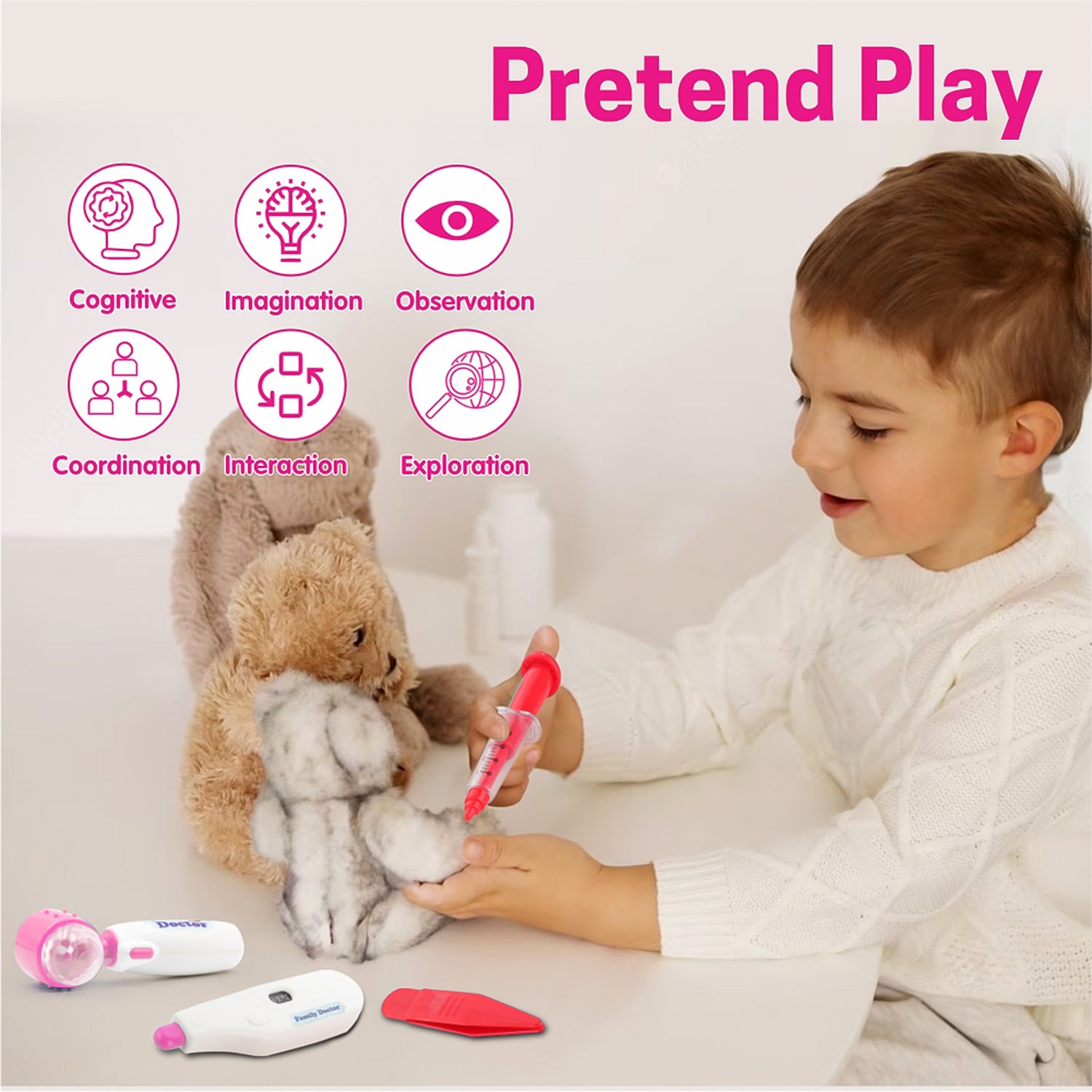 Kids Doctor Set with Trolley & LED Light Instruments | Aditi - Detailed Feature View 3