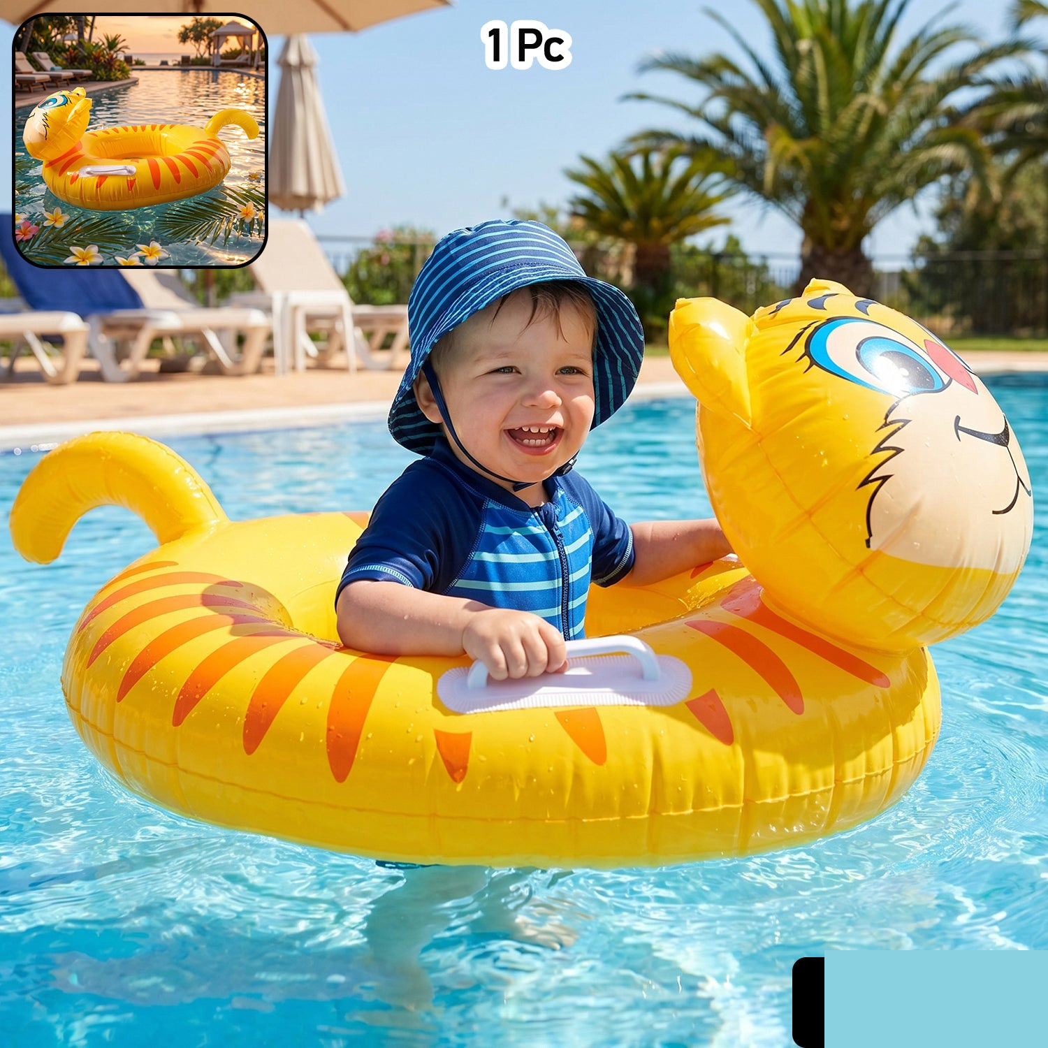 Kids Inflatable Tiger Swim Ring – Safe Water Play Float for Kids - Detailed Feature View 1