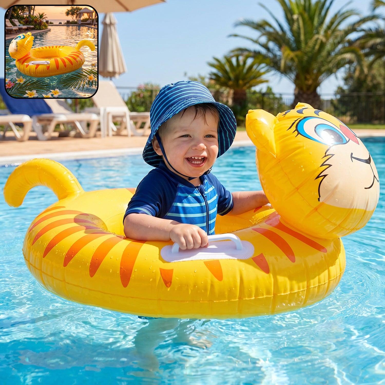 Kids Inflatable Tiger Swim Ring – Safe Water Play Float for Kids - Detailed Feature View 2