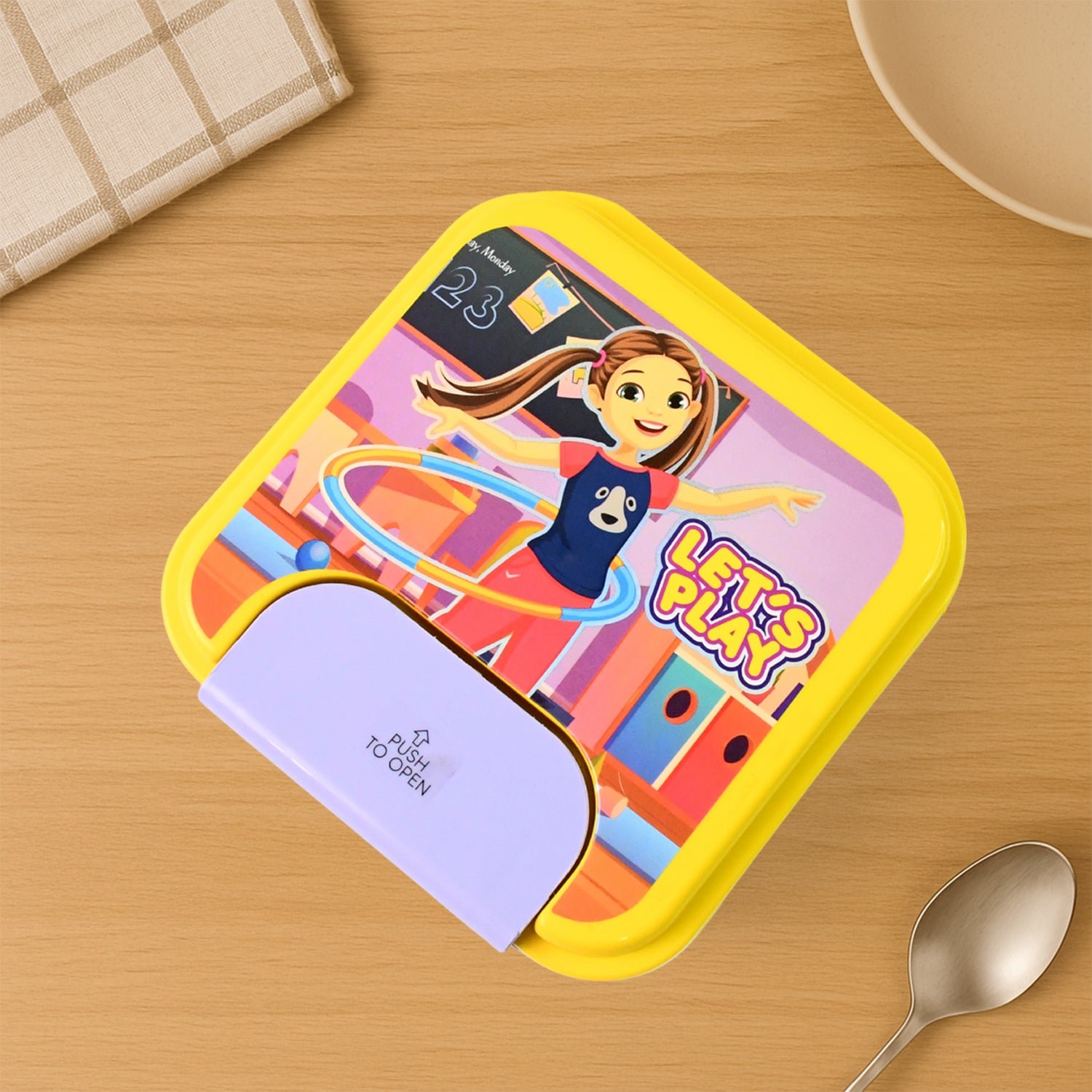 Kids Lunch Box Set – Compact with Spoon, Fork & Snack Container - Detailed Feature View 3