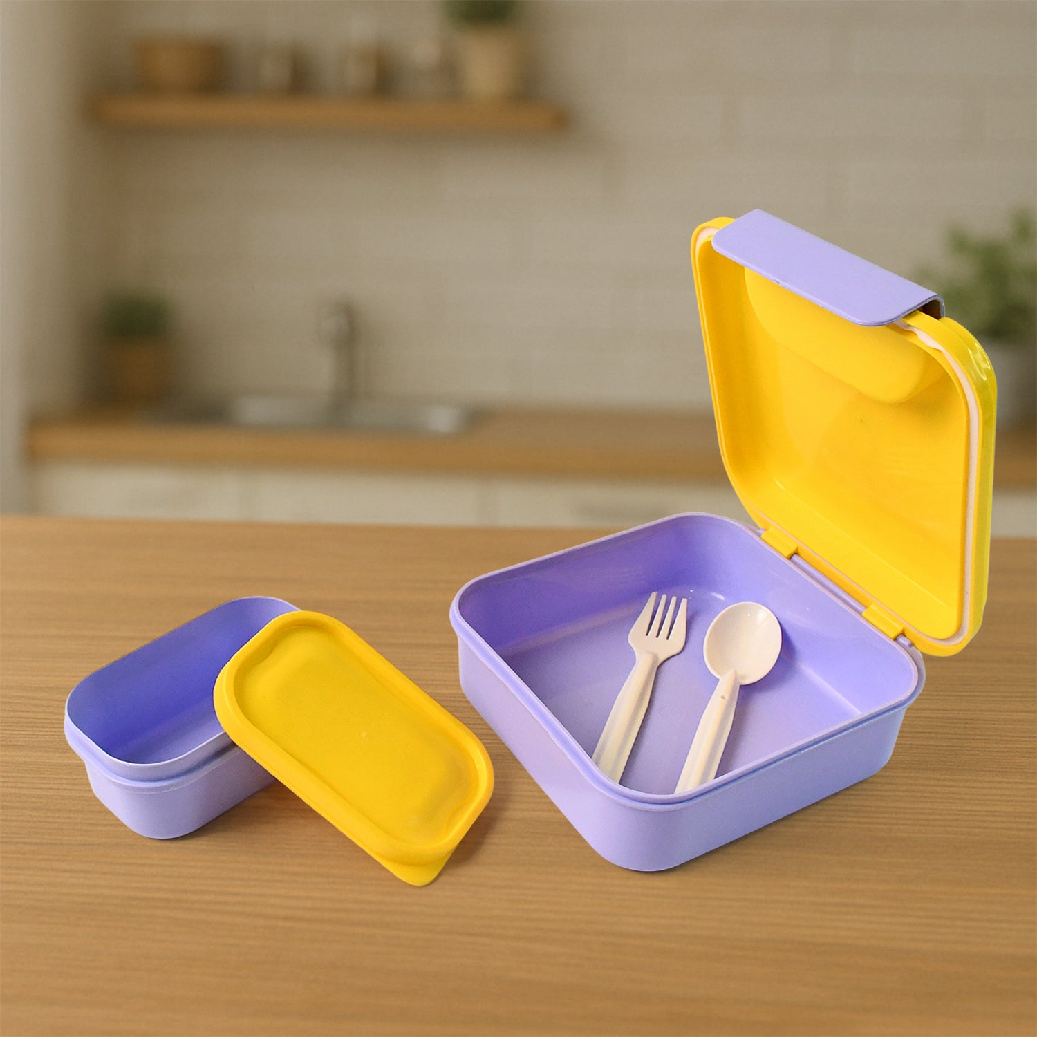 Kids Lunch Box Set – Compact with Spoon, Fork & Snack Container - Detailed Feature View 5