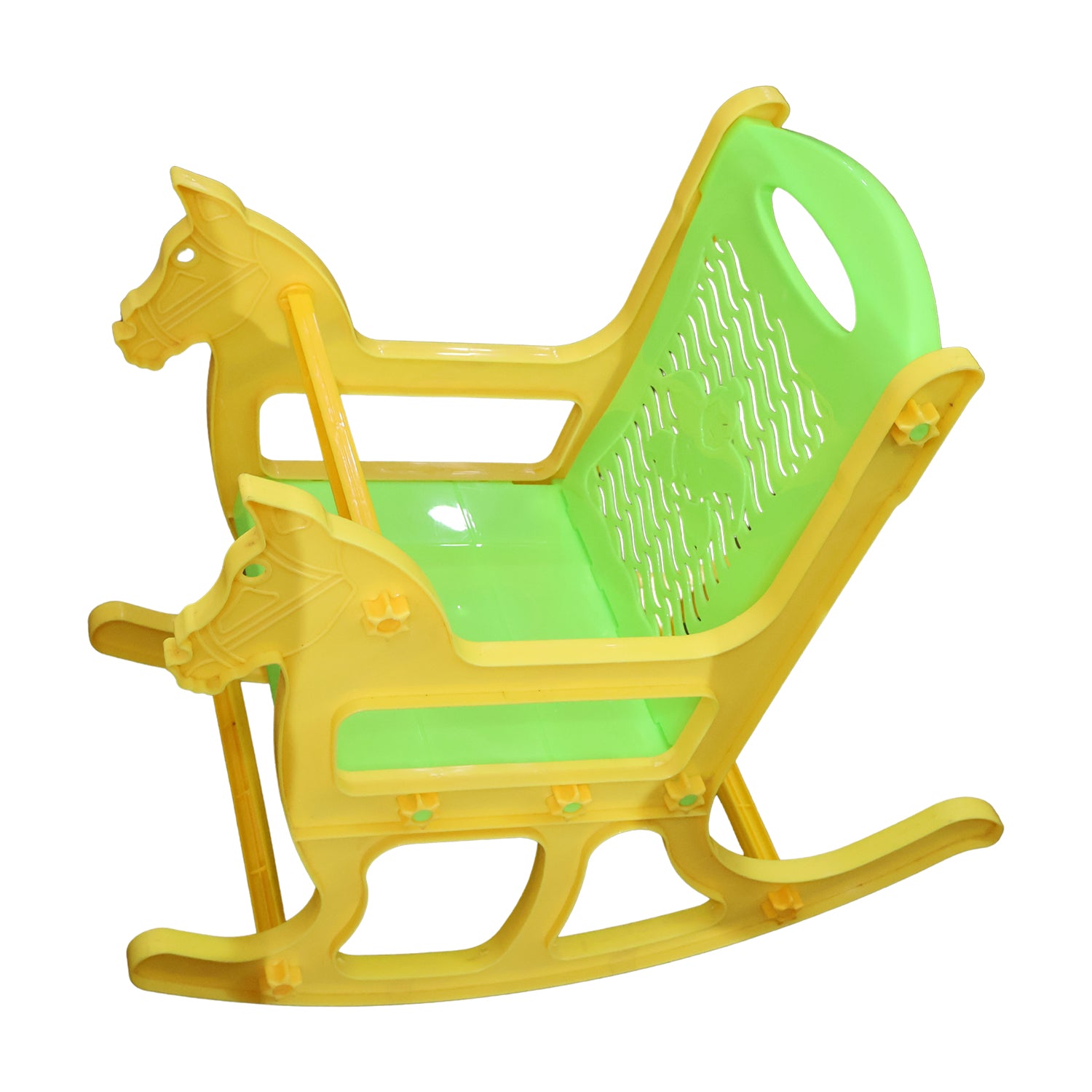 Kids Plastic Horse Rocking Chair, Baby Rocker Seat with Backrest (1 Pc) - Detailed Feature View 3