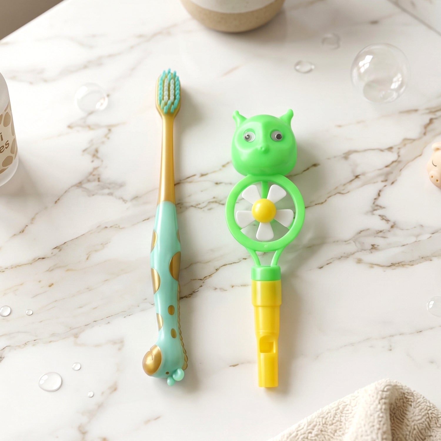 Kids Toothbrush Set with Animal Whistle Toy – Fun Oral Care - Detailed Feature View 4