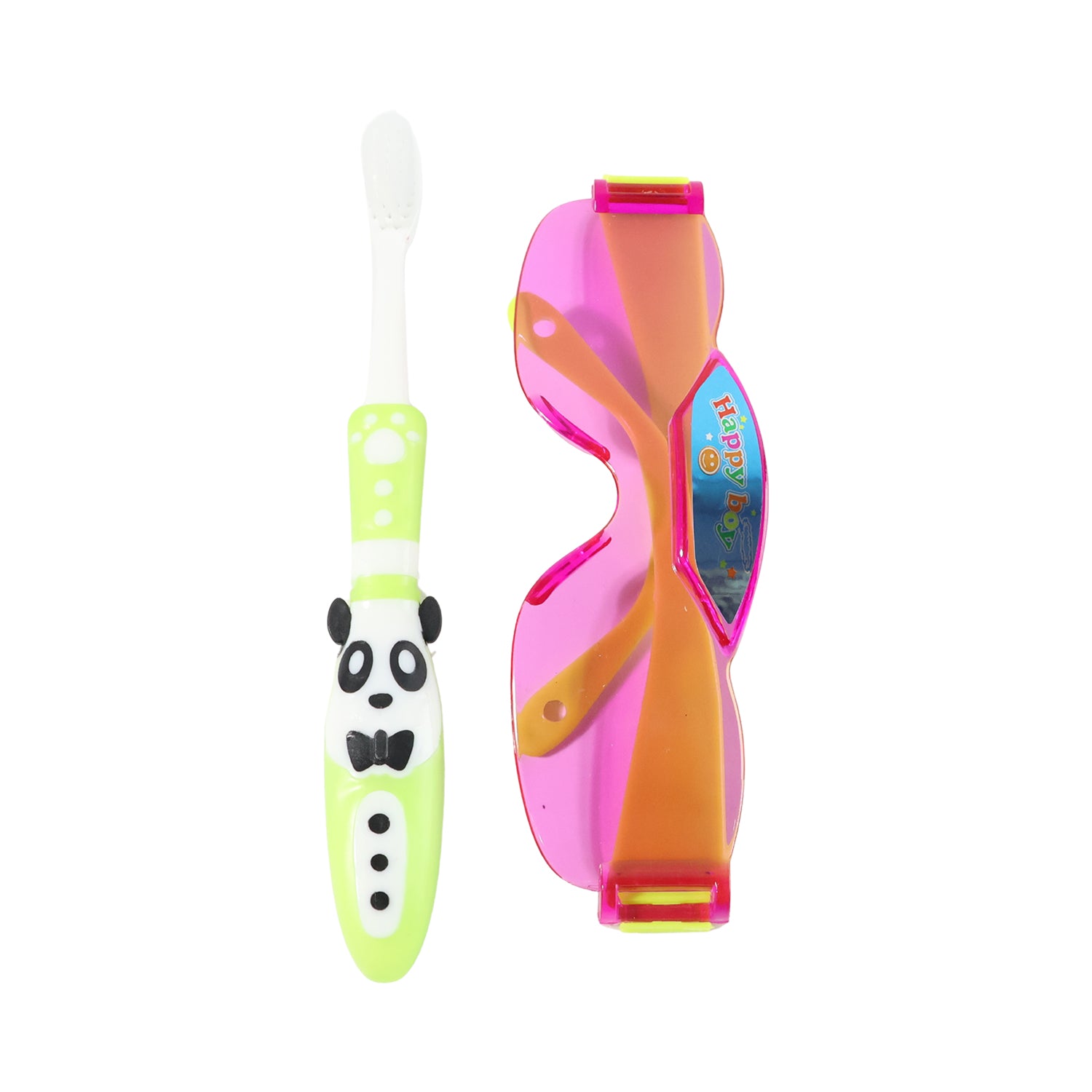 Kids Toothbrush with Fun Panda Design & Sunglasses Toy Set - Detailed Feature View 4