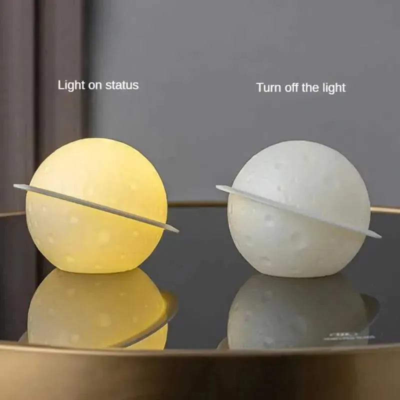 Astronaut Moon Lamp Night Light – Creative 3D Desktop LED Lighting for Bedroom & Home Decor (Random Color-Pack of 1) - Detailed Feature View 3