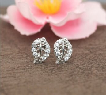 Leaf Stud Earrings – Dazzling Pave Cubic Zirconia Sparkle
