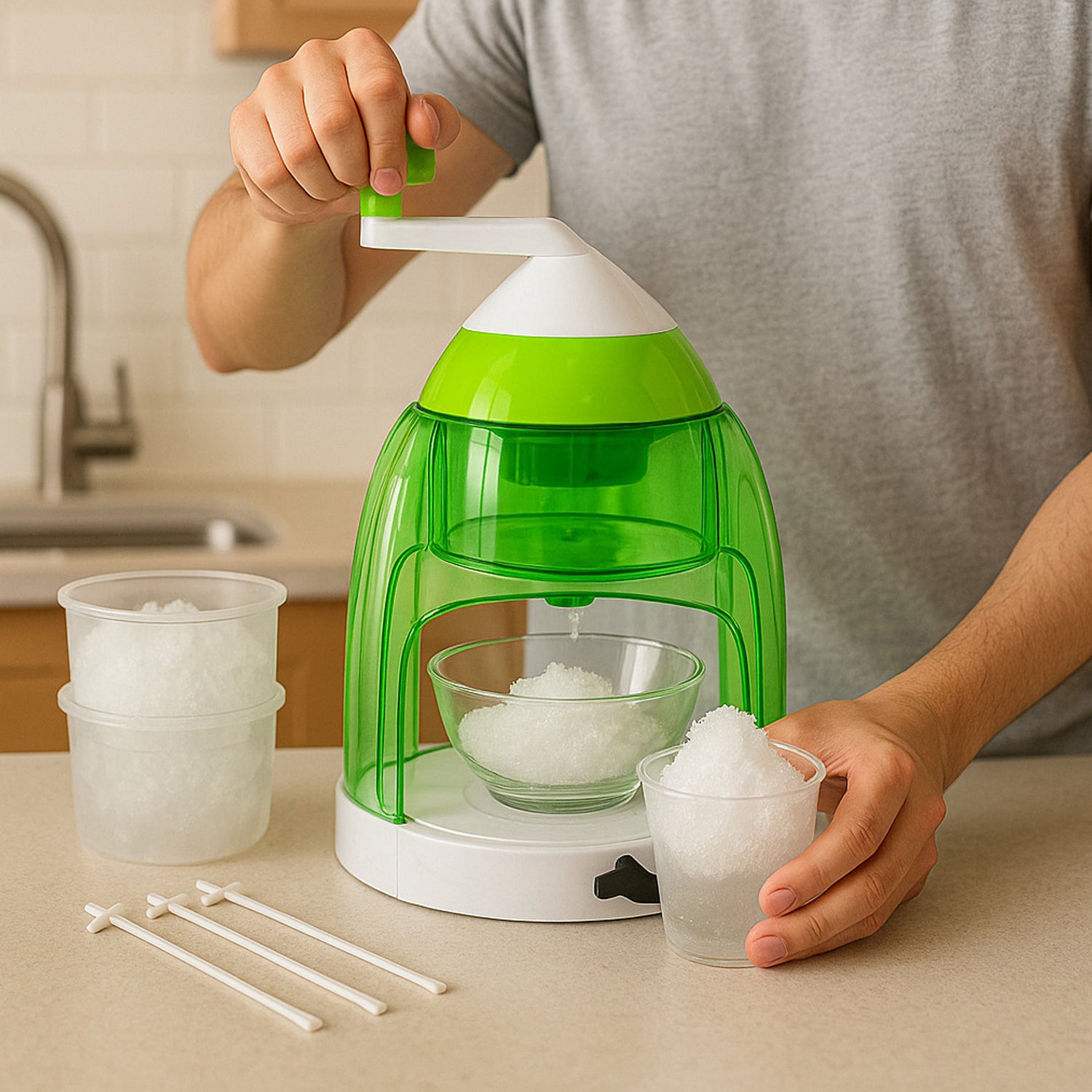 Premium Manual Ice Crusher – Portable Snow Cone Maker with Hand Crank - Buy Online at Alikart