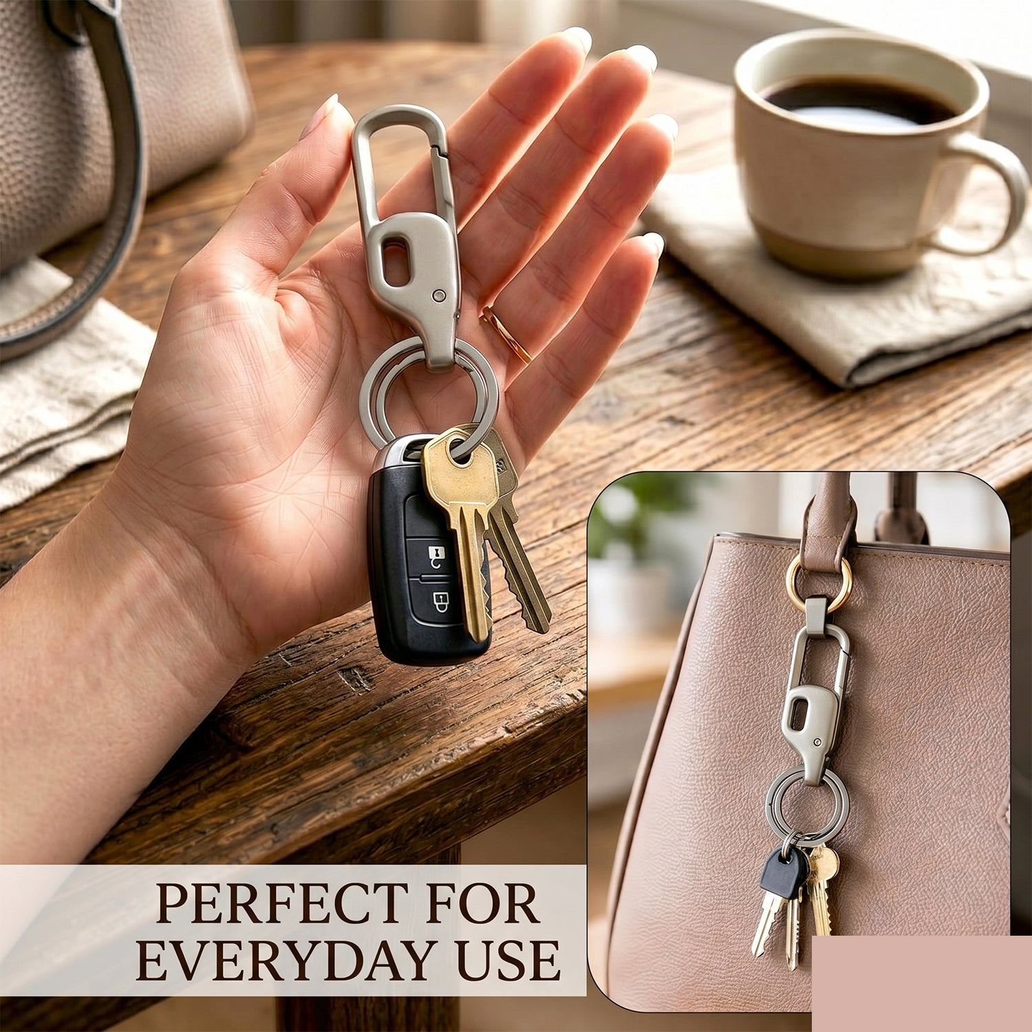 Metal Key Holder – Heavy Duty Carabiner Style Keychain for Secure Keys - Detailed Feature View 5