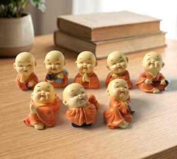 Mini Monk Buddha Idol Set – Serene & Joyful Home Decor