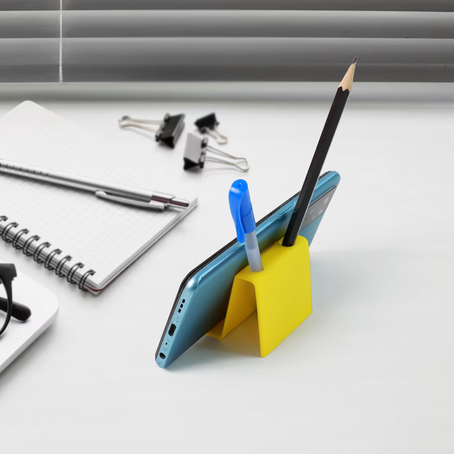Mobile Phone Stand with Pen Holder – Compact & Multifunctional - Detailed Feature View 2