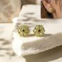 Premium Modern Circular Gold Stud Earrings – Elegant Crystal Triangle Design - Buy Online at Alikart