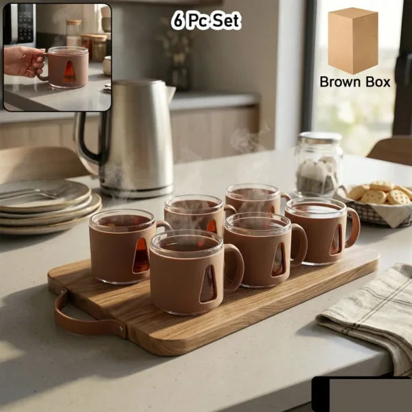 Tea Cup Set – Elegant 6-Piece Ceramic Round Serving Set