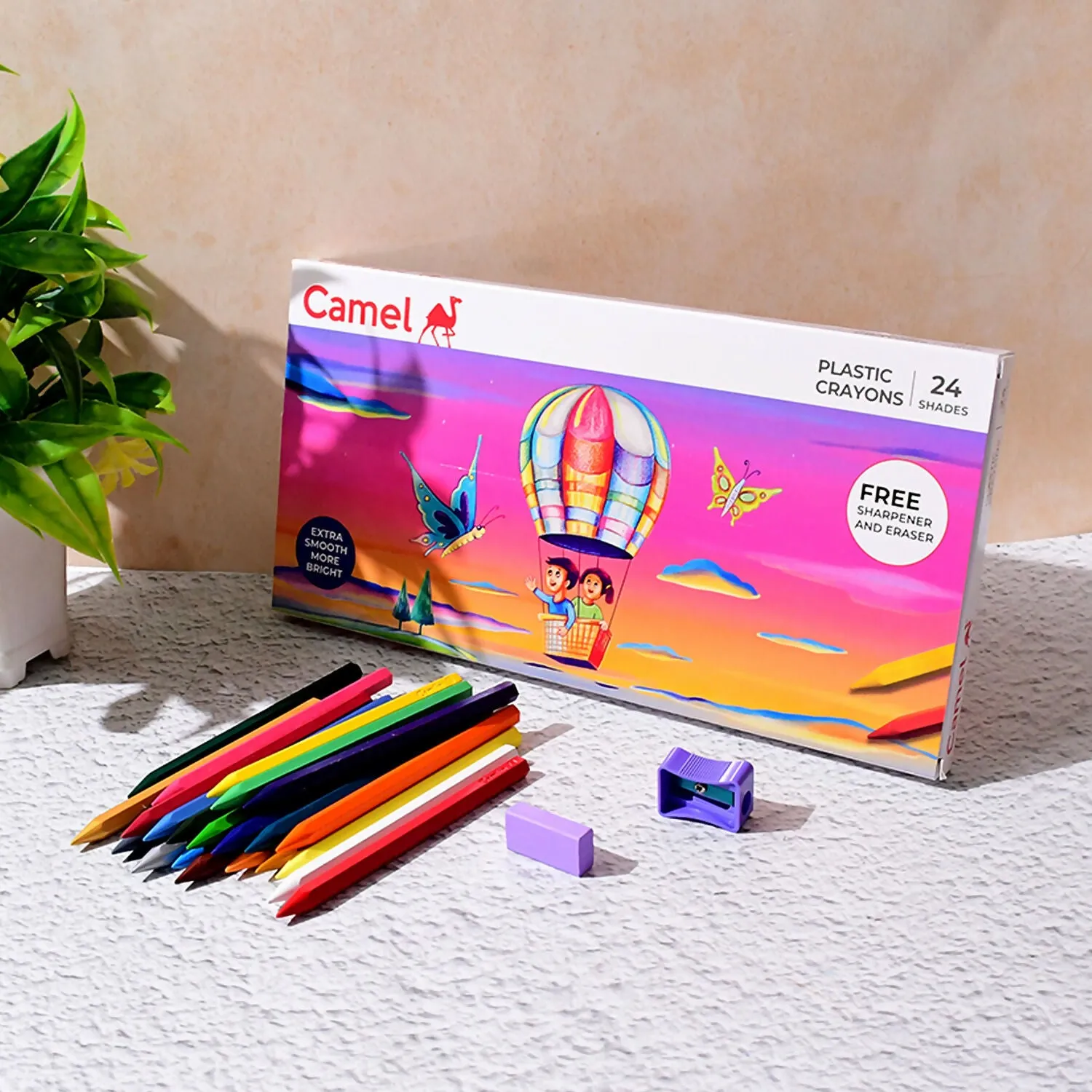 Premium Plastic Crayons – 24 Vibrant Shades with Sharpener & Eraser - Buy Online at Alikart