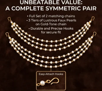 Pearl Hair Chain Accessory With Gold Tone Bridal Hair Decoration For Women
