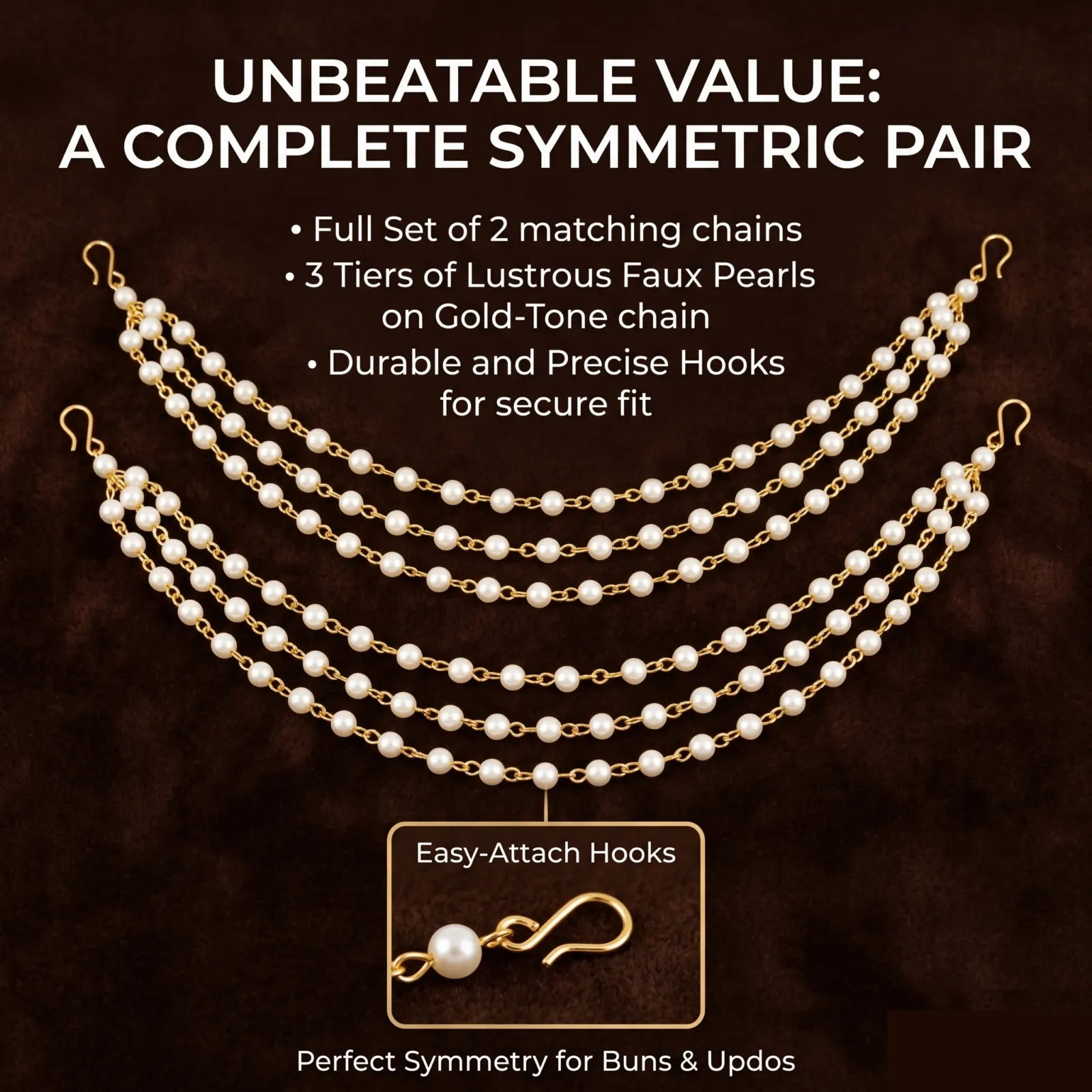 Premium Pearl Hair Chain Accessory With Gold Tone Bridal Hair Decoration For Women - Buy Online at Alikart