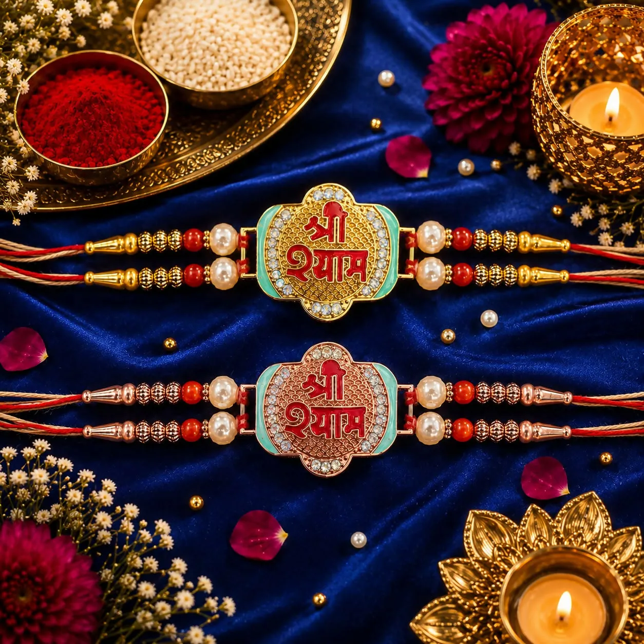 Premium Premium Shree Shyam Designer Rakhi with Pearl & Stone Work for Brother - Buy Online at Alikart