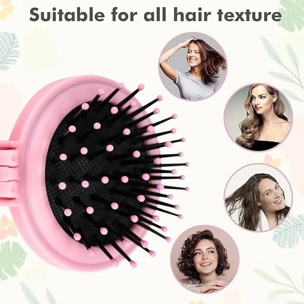 Foldable Hair Brush – Compact Travel Comb with Built-In Mirror - Detailed Feature View 6