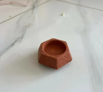 Handmade Hexagonal Terracotta Clay Diya and Candle Holder