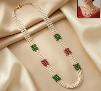Pearl Mala Necklace – Traditional Multi-Strand Ethnic Jewelry