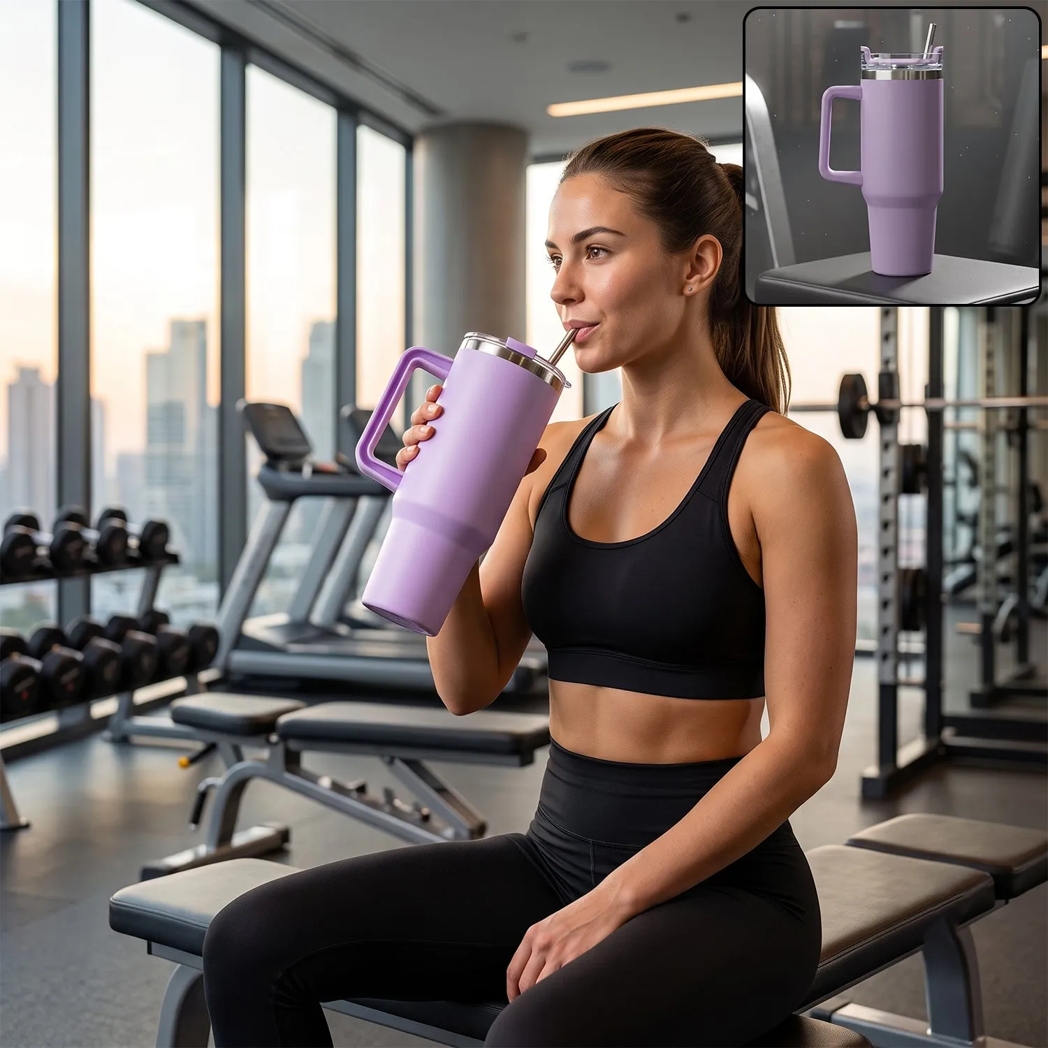 Premium Konvex Hydra Insulated Travel Tumbler 1200 ML with Handle Straw Purple (1 Pc) - Buy Online at Alikart