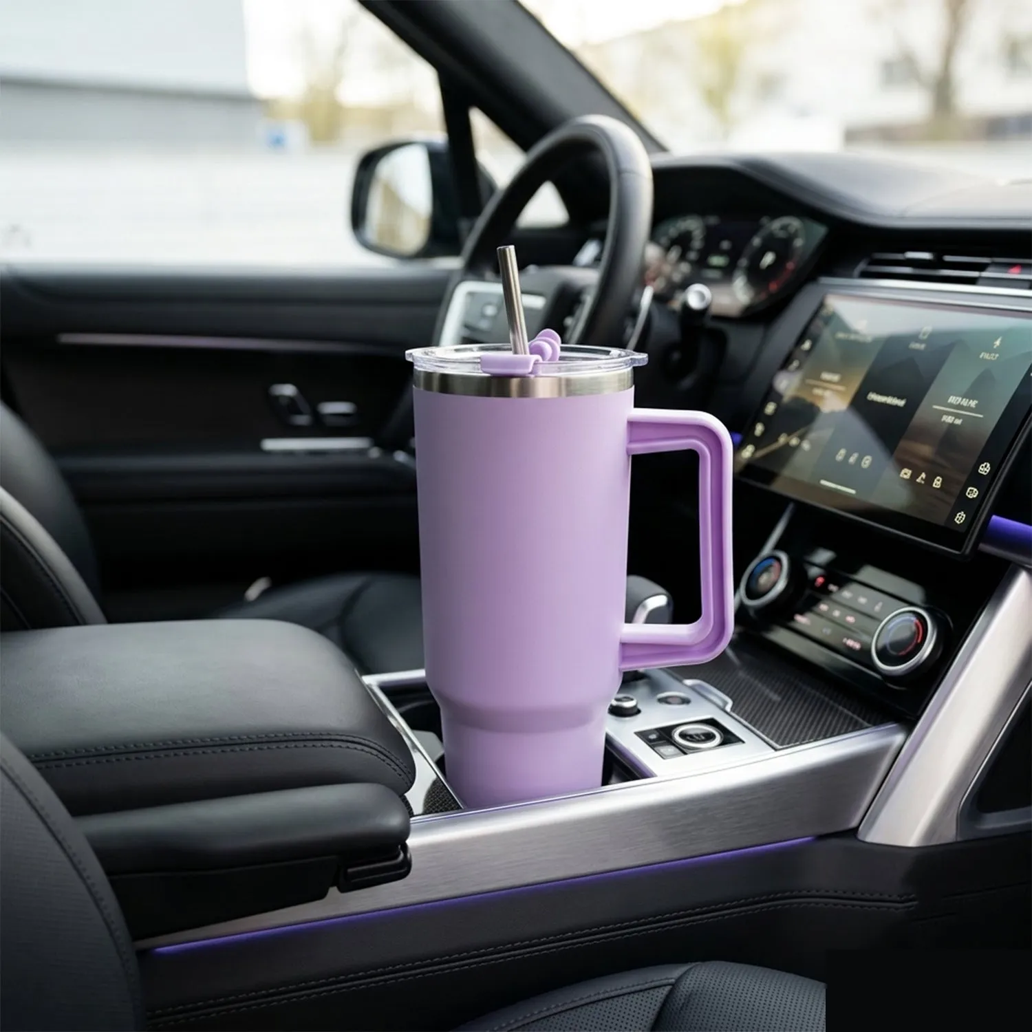 Konvex Hydra Insulated Travel Tumbler 1200 ML with Handle Straw Purple (1 Pc) - Detailed Feature View 2