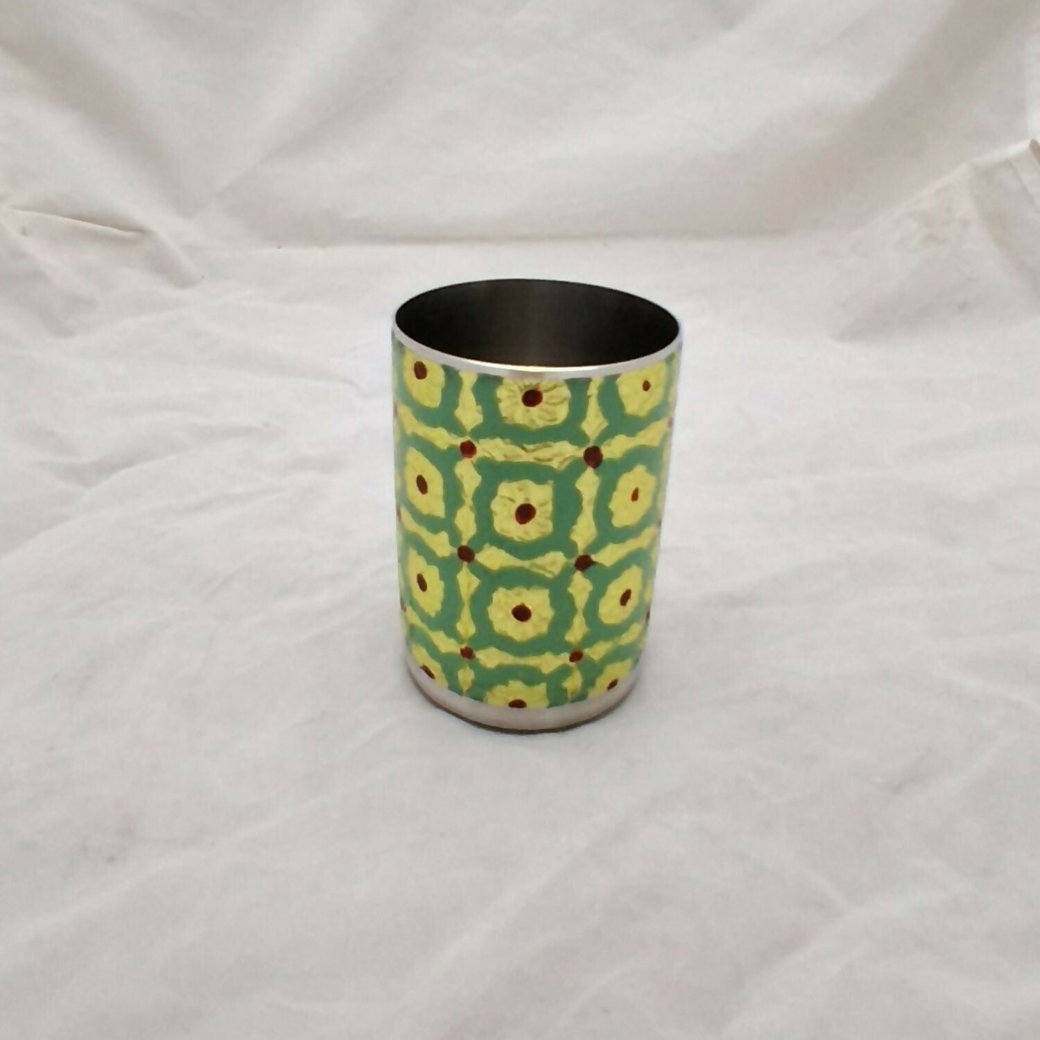 Pista Meenakari Peacock Design Stainless Steel Drinking Glass for Home & Festive Use - Detailed Feature View 5
