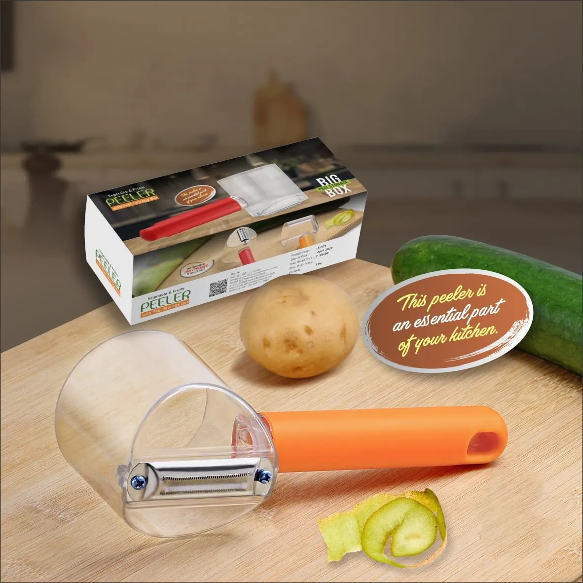 Premium 2-in-1 Vegetable Peeler with Container – Multifunction Plastic Peeler with Waste Collector for Clean Kitchen Prep (Random Color-Pack of 1) - Buy Online at Alikart