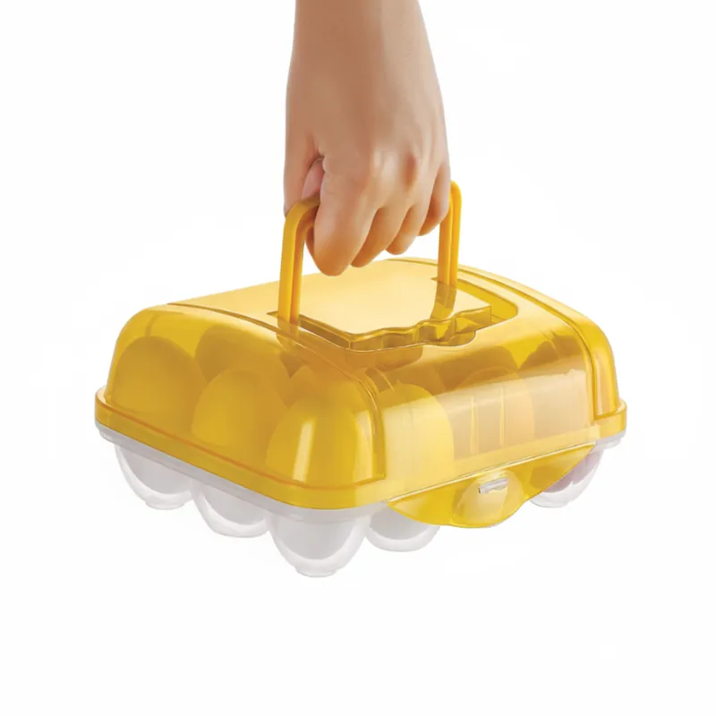 Plastic Egg Basket of 12 Egg Slot – Durable Egg Storage Box with Handle for Fridge, Kitchen & Travel (Random Color-Pack of 1) - Detailed Feature View 3