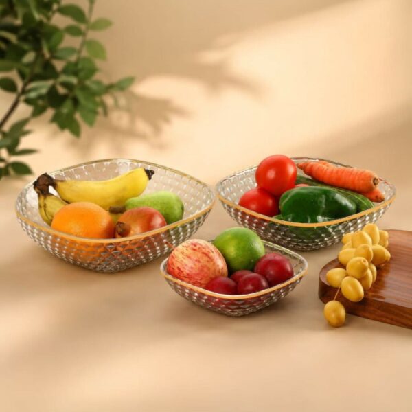 Premium Decorative Fruit & Vegetable Serving Basket Set for Kitchen and Dining Table (3 Pcs)