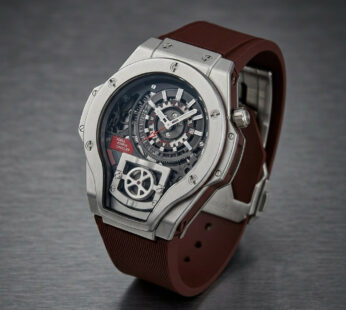 Premium Men’s Skeleton Analog Watch with Brown Silicone Strap