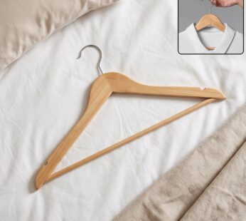 Premium Wooden Cloth Hanger Garment Coat Hanger with Bar for Wardrobe (1 Pc)