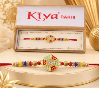Golden Snowflake Crystal Rakhi for Brother with Lavender Beads