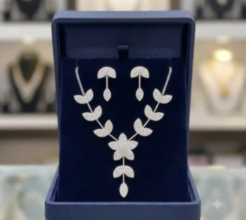 Zirconia Elegance: Silver Plated American Diamond Necklace Set