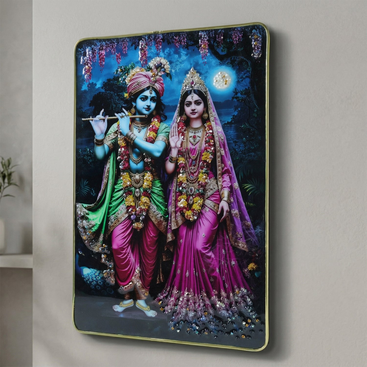 Radha Krishna Wall Frame – Divine Home Decor for Spiritual Spaces - Detailed Feature View 5
