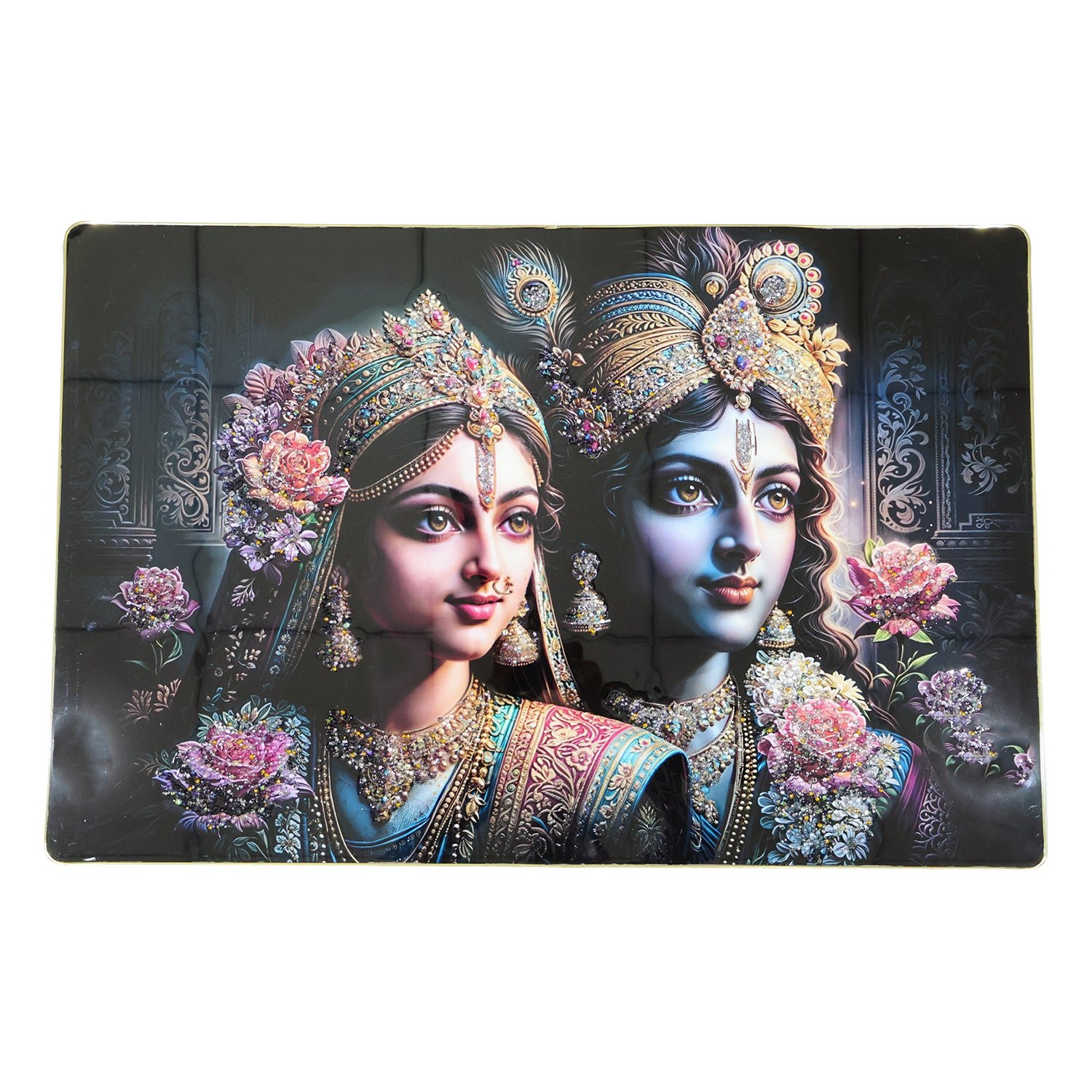 Radha Krishna Wall Frame – Elegant Spiritual Home Decor - Detailed Feature View 3