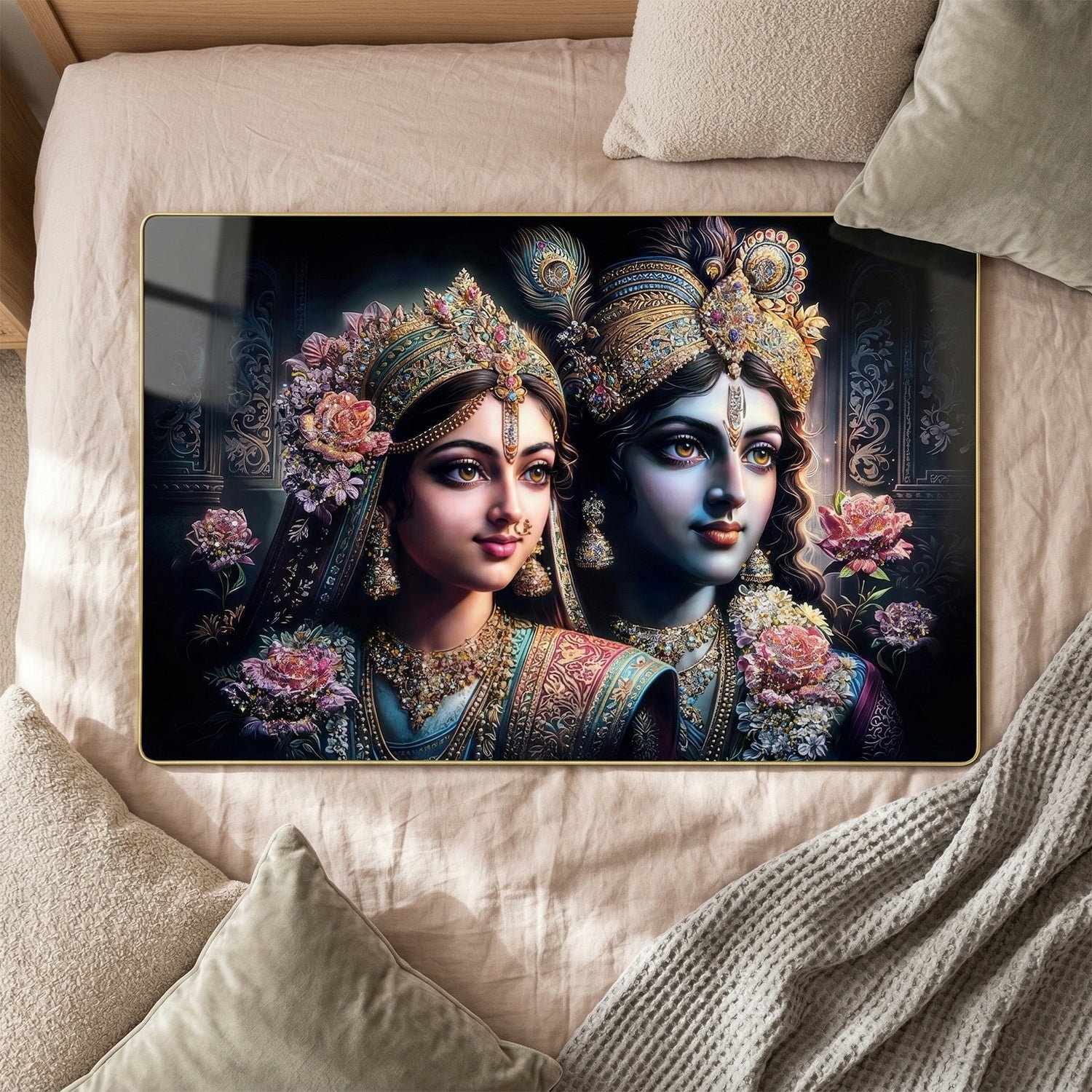 Radha Krishna Wall Frame – Elegant Spiritual Home Decor - Detailed Feature View 5