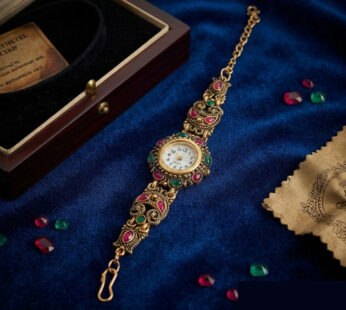 Rajasthani Inspired Designer Watch for Women with Floral Meenakari Work-8