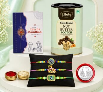 Raksha Bandhan Gift Combo – Evil Eye Rakhi with Butterscotch Chocolate