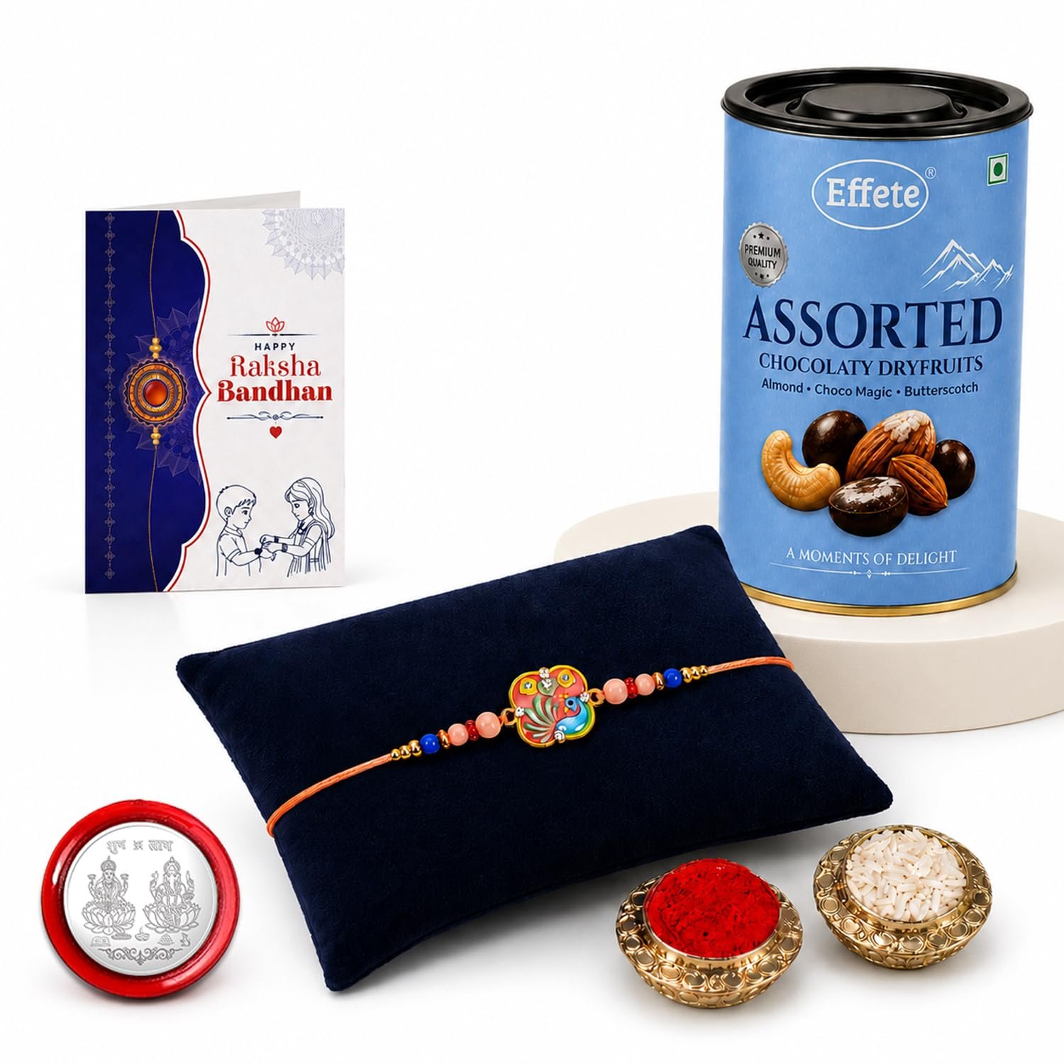 Raksha Bandhan Gift Combo – Peacock Rakhi with Chocolates - Detailed Feature View 4