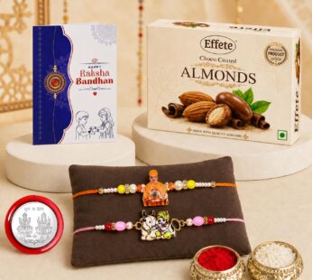 Raksha Bandhan Gift Combo – Pramukh Swami Maharaj Rakhi & Choco Almonds