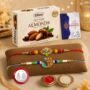 Premium Raksha Bandhan Gift Combo Trishul Peacock Rakhi with Choco Almonds - Buy Online at Alikart