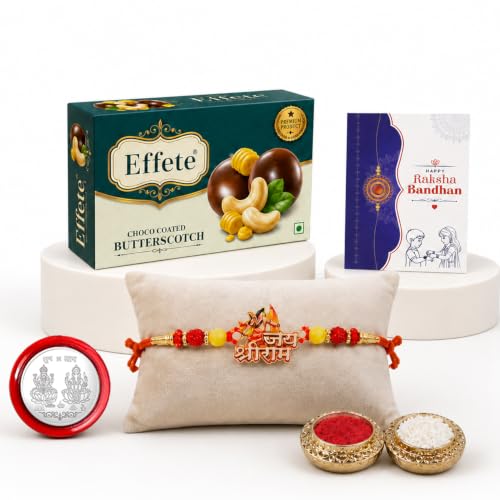 Raksha Bandhan Gift – Shri Ram Rakhi Combo with Choco Butterscotch Pack of 5 - Detailed Feature View 4
