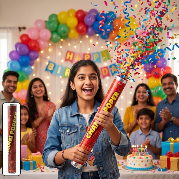 Red Chamki Confetti Party Popper for Birthday Wedding and Celebrati…