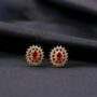 Premium Red CZ Stone Stud Earrings – Elegant Gold Finish for Weddings & Parties - Buy Online at Alikart