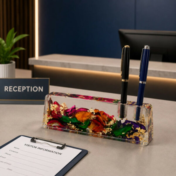 Resin Floral Paper Weight – Decorative Office Desk Organizer