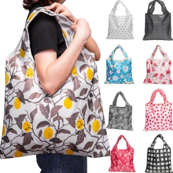Foldable Shopping Hand Bag – X-Large Lightweight Reusable & Eco-Friendly Grocery Tote (Random Color-Pack of 1)