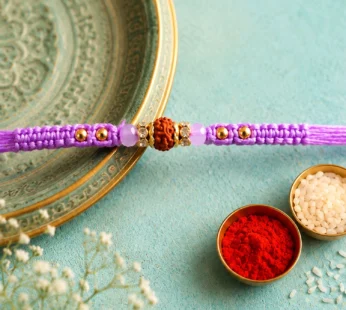 Purple Stone Pearl Rakhi – Elegant Soft Beads & Bracelet Look
